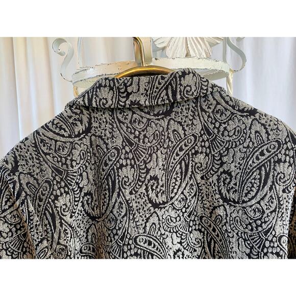 Sag Harbor Jacket Vintage 90's Brocade Paisley Black Tapestry Oblong Buttons 8 - Picture 7 of 9